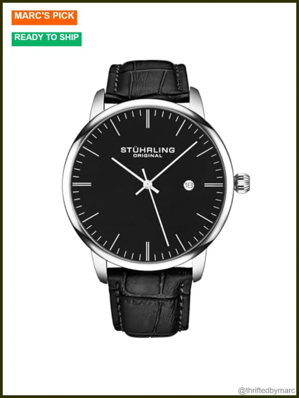 Ultra Slim 40mm Men's Dress Watch with Leather Strap & Date Window